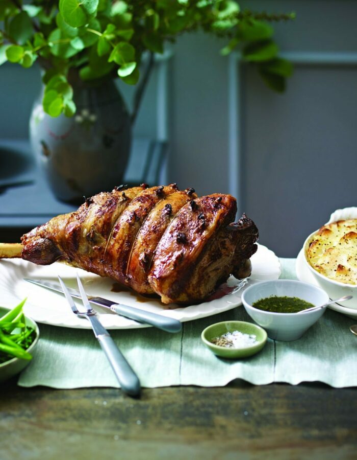 Roast-Studded-Leg-of-Lamb-with-Potato-and-Fennel-Gratin